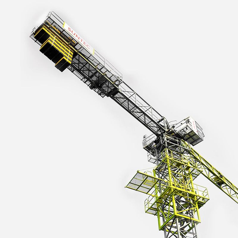 Velocidad de giro 0-0.7 Rpm Grúa de torre plana Max carga de elevación 8t para proyectos de construcción pesados